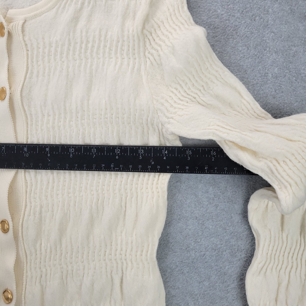 TOVE Cream Ribbed Button-Front Cardigan - Picture 4 of 10